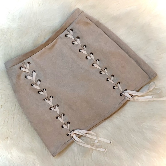 Honey Punch Lace Up Front Mini Skirt - Picture 5 of 10